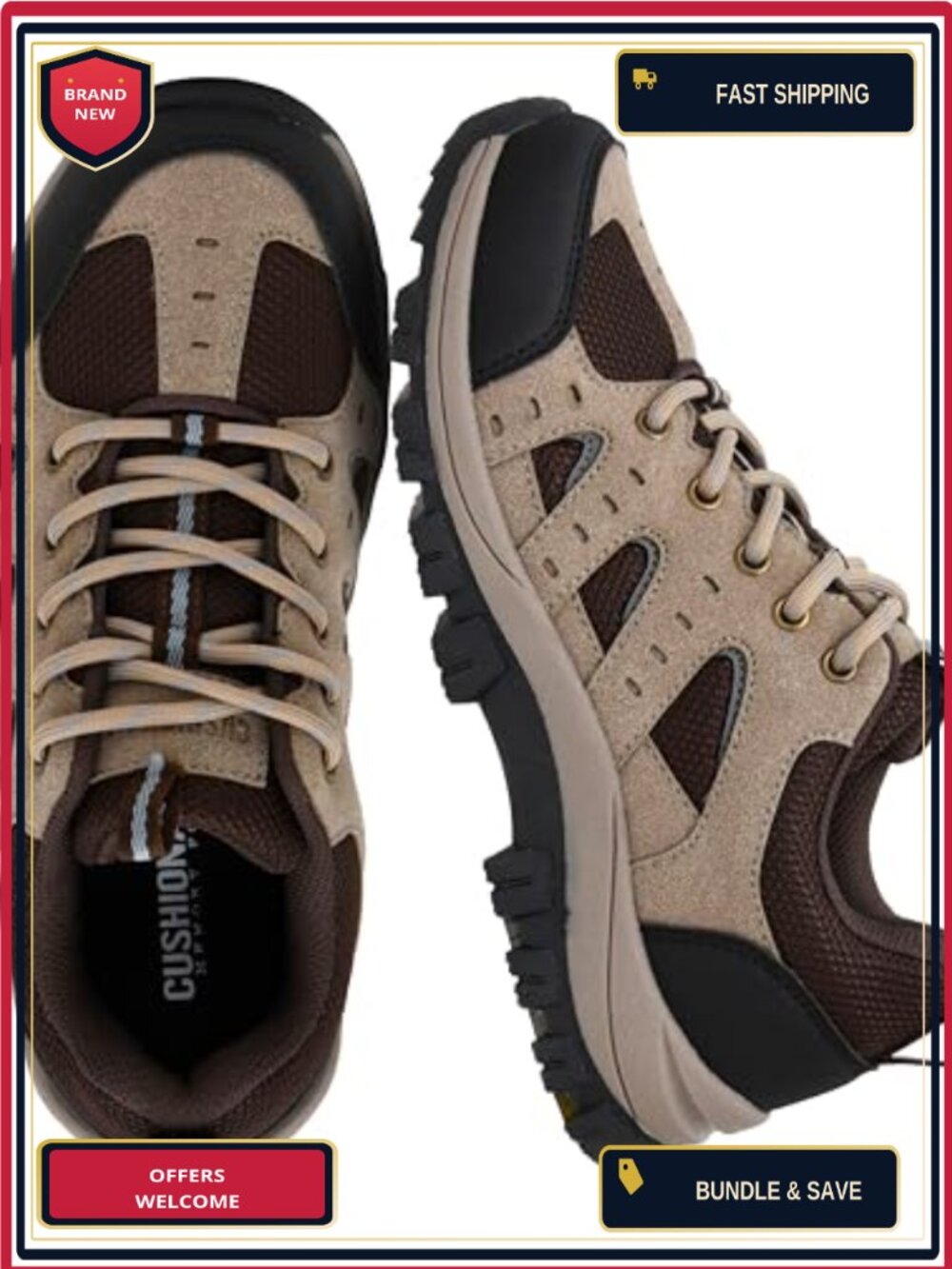 Waterproof Hiking Boots Women Arch Support Trail Shoes Faux Suede Memory Foam